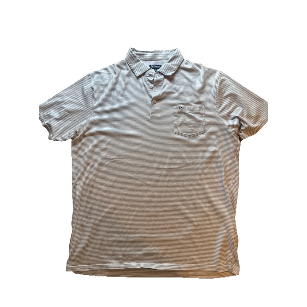 Fish Hippie Co Men's Short Sleeve Polo Shirt Blue/White‎ Striped Size XXL